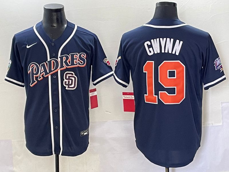 Men 2025 San Diego Padres #19 Gwynn Blue Throwback Game Nike MLB Jersey style 69